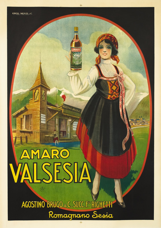 COUNTRY GIRL HOLDING BOTTLE; RED, BLACK, GREEN, YELLOW