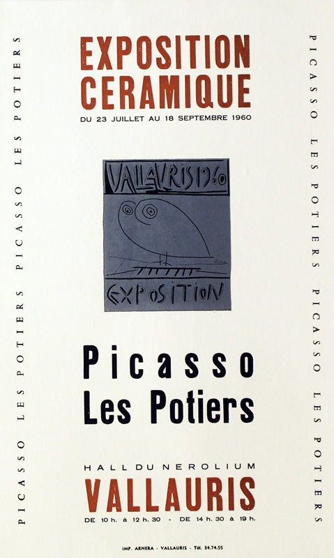Ceramic design for Vallauris exhibition; brown, white, burgundy