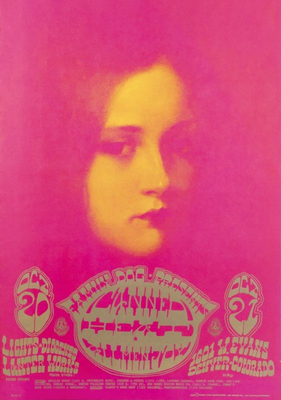 Portrait of woman; pink, yellow, gold