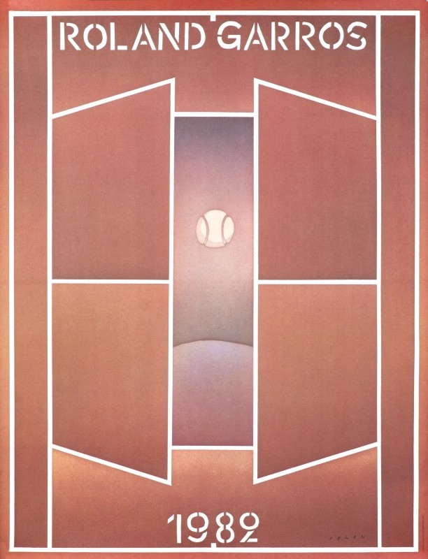 Clay tennis courts with white tennis ball; orange