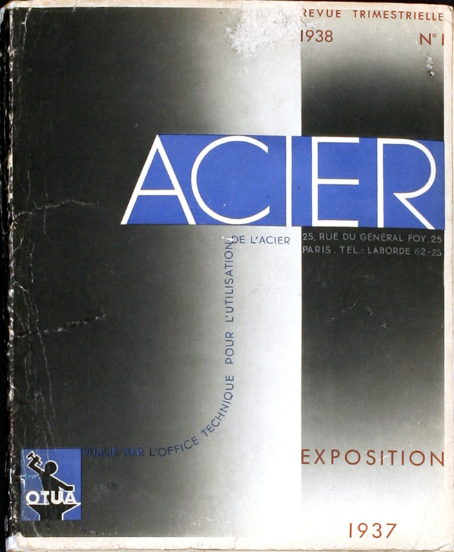 catalogue from steel exposition; blue, white, gray, black