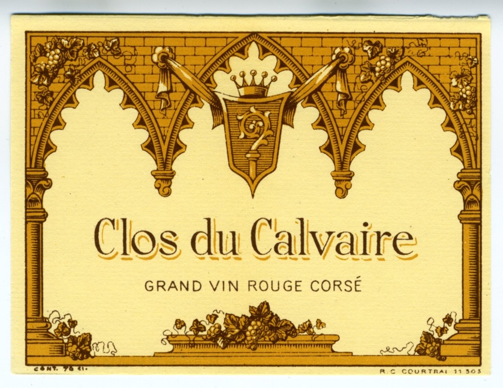 View of vineyard; black, red, gold