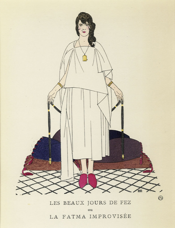 Woman modeling dress; green, black, beige