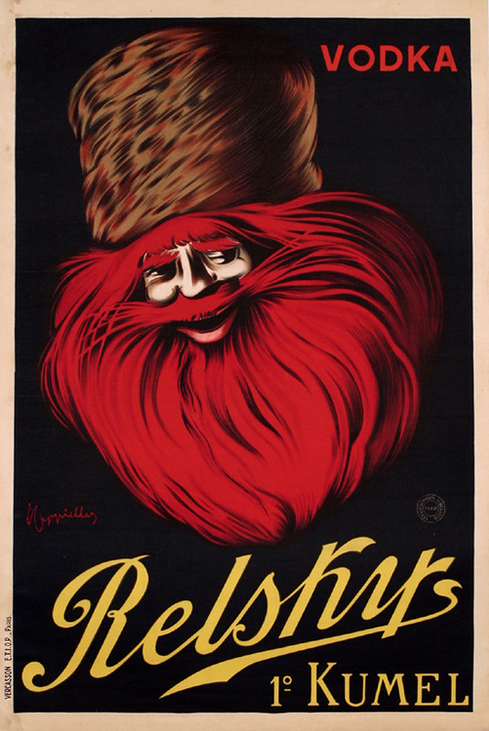 Russian in Cossack hat; red, black, yellow
