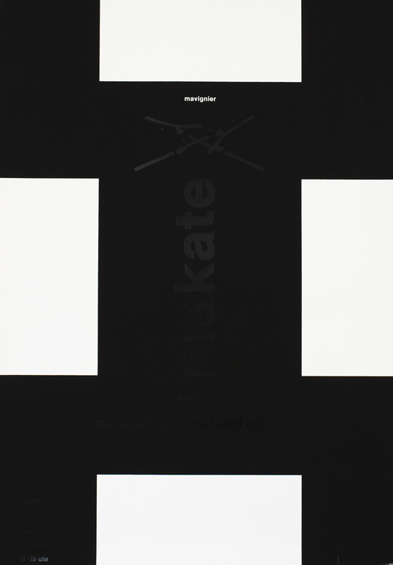 White color blocks, black on black text; black, white