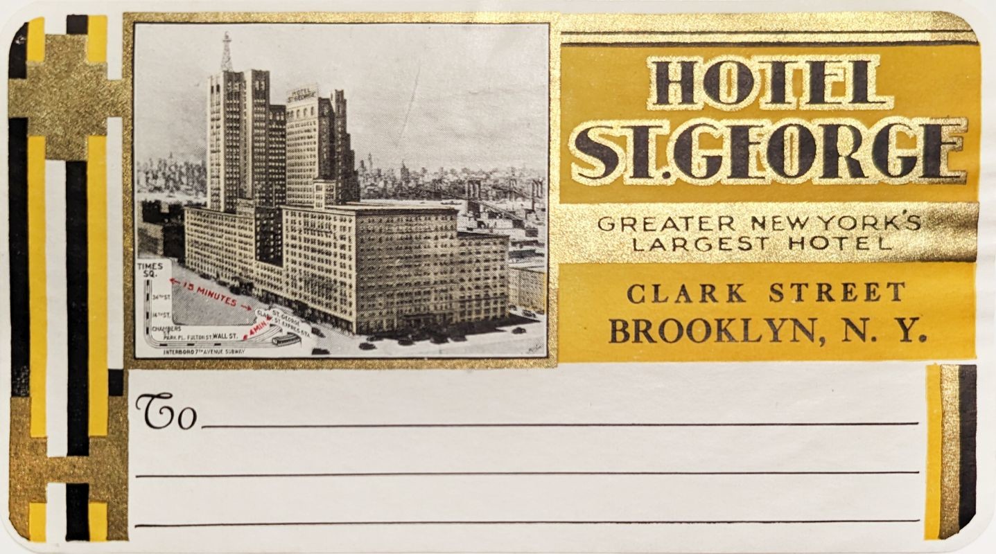 picture of hotel next to text, below lines to write name; black, yellow, white