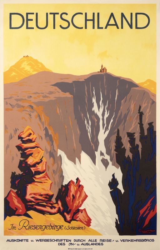 View of the "Giant Mountains"; yellow, brown