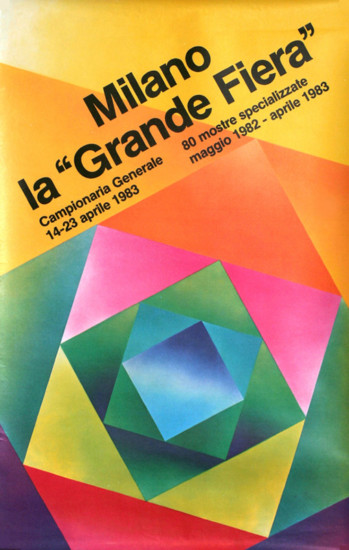 GEOMETRICAL DESIGN OF DECREASING SQUARES; PINK, GREEN, YELLOW
